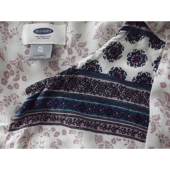 Old Navy Dress XL Short Sleeve Shift floral print v-neck boho peasant Summer - Picture 3 of 10